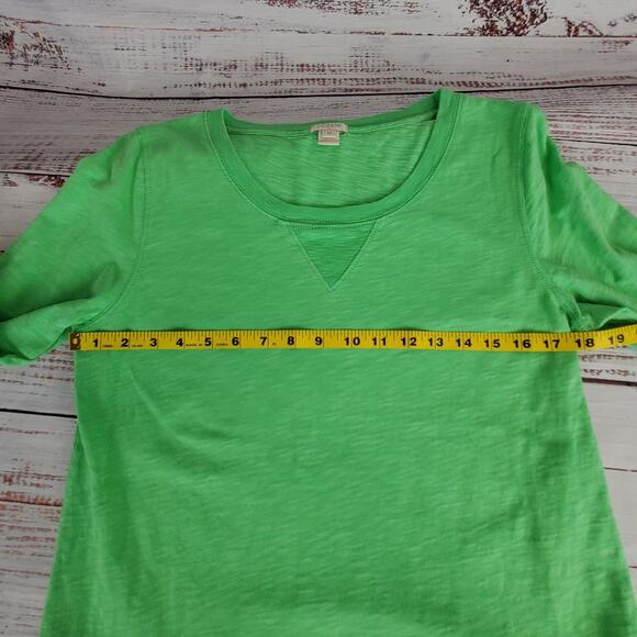 J. Crew St Patty's Neon Kelly Green Cotton Top M 3/4 Sleeve Scoop Neck Pullover - Picture 7 of 9